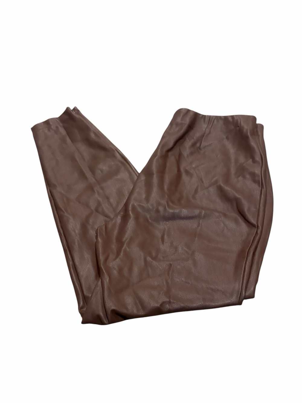 LISA RINNA brown faux leather leggings